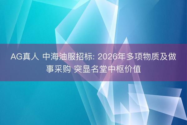 AG真人 中海油服招标: 2026年多项物质及做事采购 突显名堂中枢价值