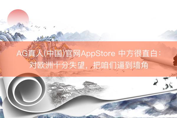 AG真人(中国)官网AppStore 中方很直白：对欧洲十分失望，把咱们逼到墙角