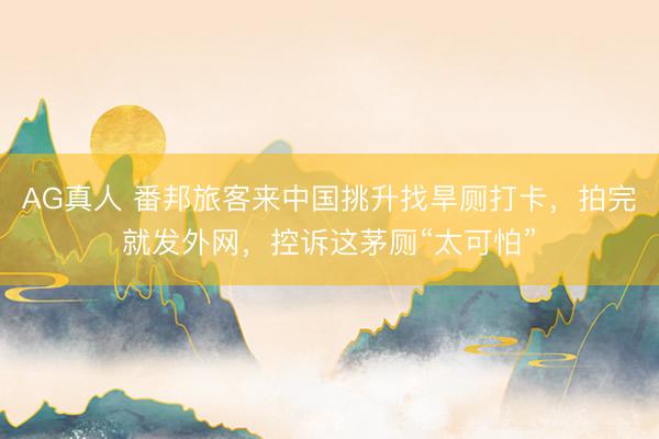 AG真人 番邦旅客来中国挑升找旱厕打卡，拍完就发外网，控诉这茅厕“太可怕”
