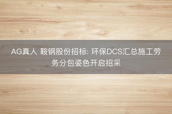 AG真人 鞍钢股份招标: 环保DCS汇总施工劳务分包姿色开启招采
