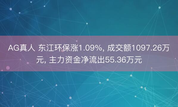AG真人 东江环保涨1.09%, 成交额1097.26万元, 主力资金净流出55.36万元
