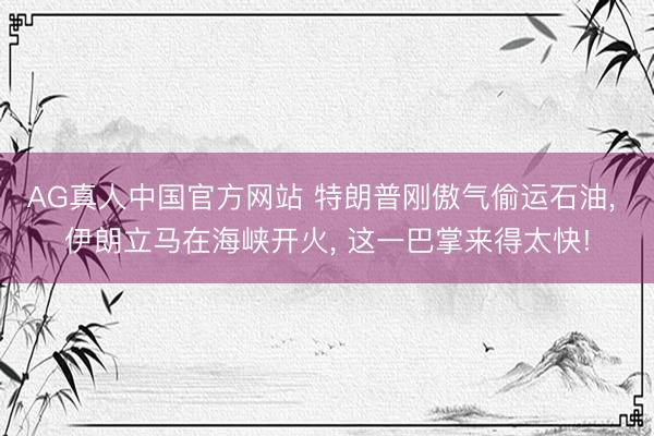 AG真人中国官方网站 特朗普刚傲气偷运石油， 伊朗立马在海峡开火， 这一巴掌来得太快!