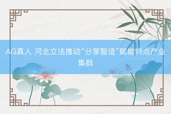 AG真人 河北立法推动“分享智造”赋能特点产业集群