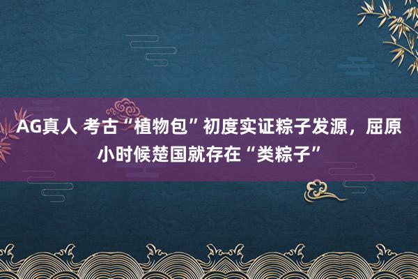 AG真人 考古“植物包”初度实证粽子发源，屈原小时候楚国就存在“类粽子”